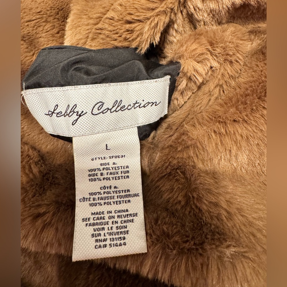 Debby Collection Cozy Brown Teddy Coat Jacket for Women so large - Picture 4 of 4